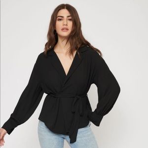 Dynamite Belted Long-Sleeve Top